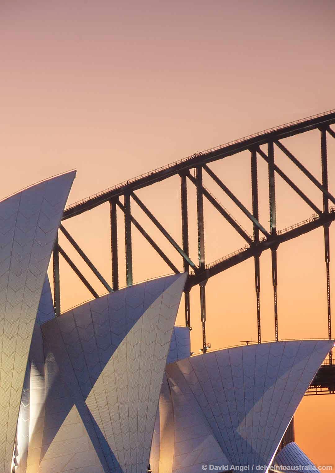 Image of Sydney Opera House and Harbour Bridge at dusk