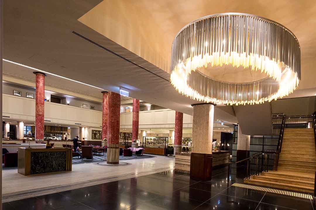 Image of Art Deco chandelier in the Primus Hotel Sydney